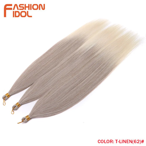 Extensions de cheveux lisses Yaki en queue de cheval, paquet de 28, brun ombré