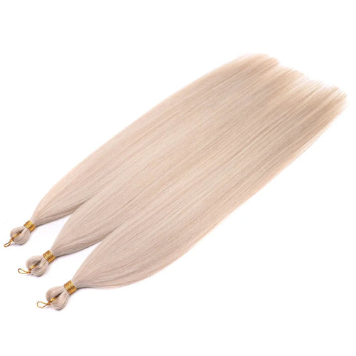 28-Inch Yaki Straight Hair Bundles – 3 Pieces, 300g Ombre Brown Synthetic Pony Hair for Women