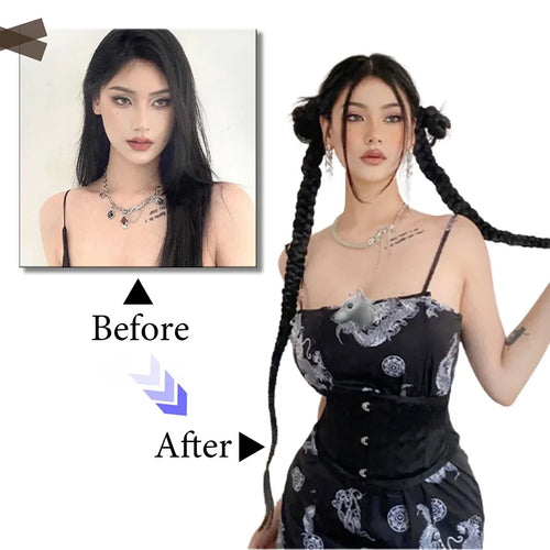 Twist Braided Ponytail Extension – Long Synthetic Hairpiece, 1–2 Piece Set