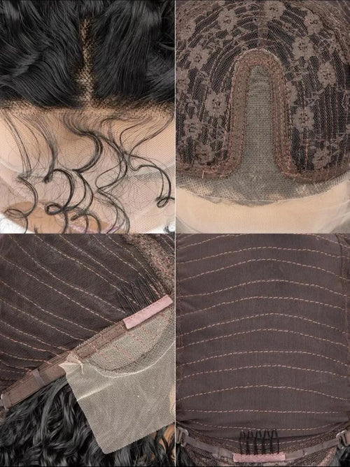 Women’s long curly deep wave lace front wig synthetic middle part design