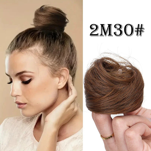 Synthetic Elastic Messy Bun Hairpieces Curly Scrunchie Black Blonde Brown Chignon Band Updo Donut for Women Fake Hair