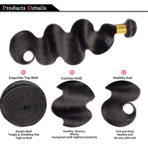 Body Wave Bundles Human Hair Natural Black Brazilian Hair Weave Bundles Human Hair Extensions 1 3 4 PCS Bundles