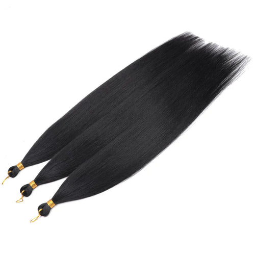 28-Inch Yaki Straight Hair Bundles – 3 Pieces, 300g Ombre Brown Synthetic Pony Hair for Women