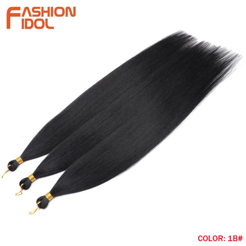 Extensions de cheveux lisses Yaki en queue de cheval, paquet de 28, brun ombré