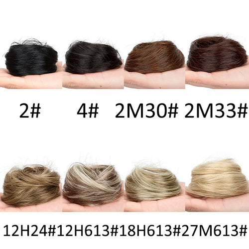 Synthetic Elastic Messy Bun Hairpieces Curly Scrunchie Black Blonde Brown Chignon Band Updo Donut for Women Fake Hair