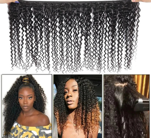 Burmese Afro Kinky Curly Hair Bundles – Deep Water Wave Synthetic Extensions, Full-Volume Hair for Women