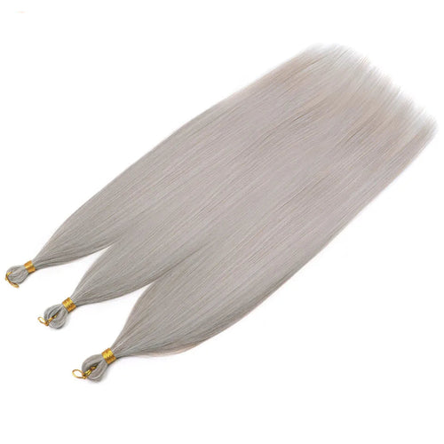 28-Inch Yaki Straight Hair Bundles – 3 Pieces, 300g Ombre Brown Synthetic Pony Hair for Women