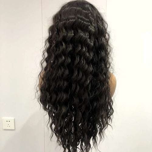 Brown Wig Dark Brown Curly Wig Synthetic Lace Front Wig Glueless Wig Ready to Wear Water Wave Deep Curly Wigs for Women Party