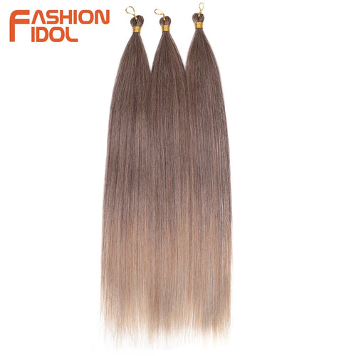 Extensions de cheveux lisses Yaki en queue de cheval, paquet de 28, brun ombré