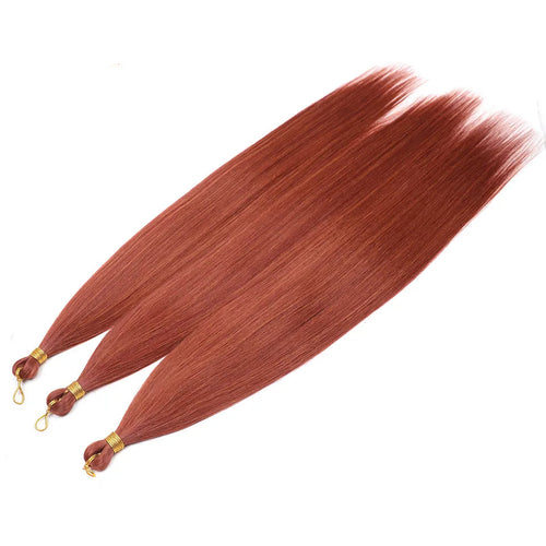 28-Inch Yaki Straight Hair Bundles – 3 Pieces, 300g Ombre Brown Synthetic Pony Hair for Women