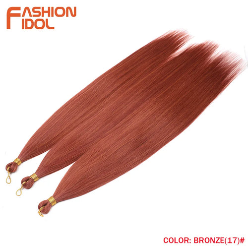 Extensions de cheveux lisses Yaki en queue de cheval, paquet de 28, brun ombré