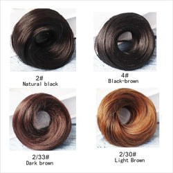 Synthetic Messy Bun Hair Piece – Straight Chignon Extension with Mini Rubber Band