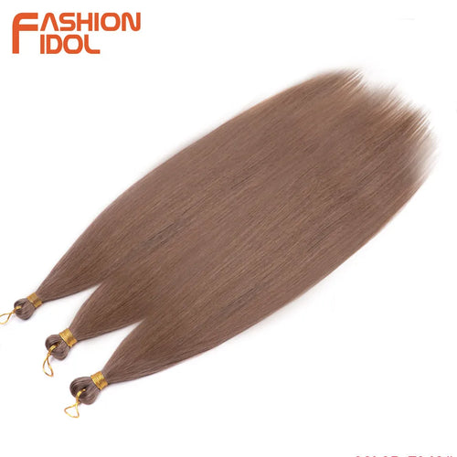 Extensions de cheveux lisses Yaki en queue de cheval, paquet de 28, brun ombré
