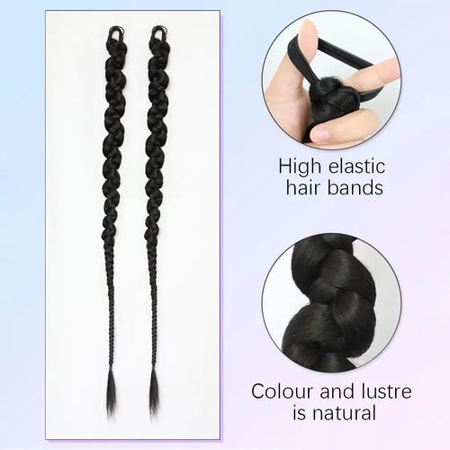 Twist Braided Ponytail Extension – Long Synthetic Hairpiece, 1–2 Piece Set
