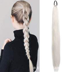 28-Inch Straight Synthetic Ponytail Extension – Elastic Wrap-Around Hairpiece