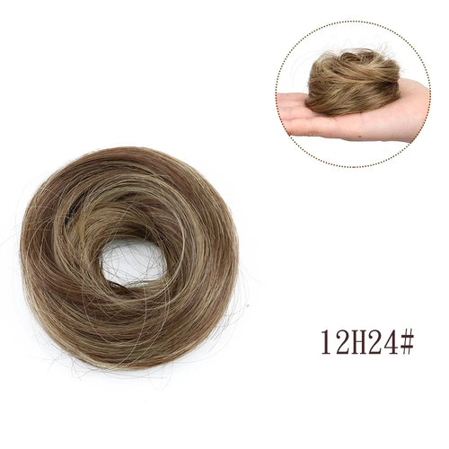 Synthetic Elastic Messy Bun Hairpieces Curly Scrunchie Black Blonde Brown Chignon Band Updo Donut for Women Fake Hair