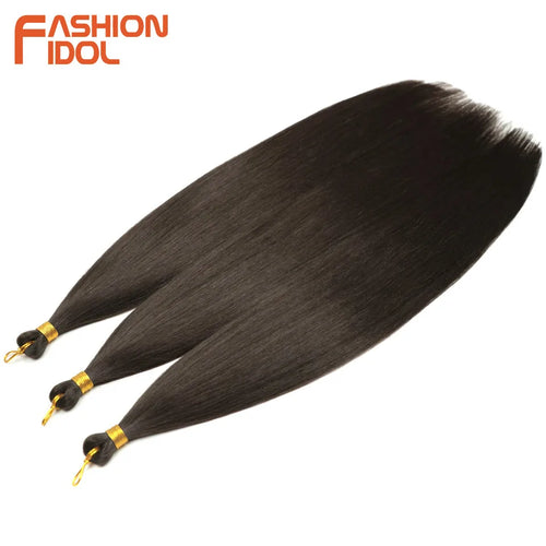 Extensions de cheveux lisses Yaki en queue de cheval, paquet de 28, brun ombré