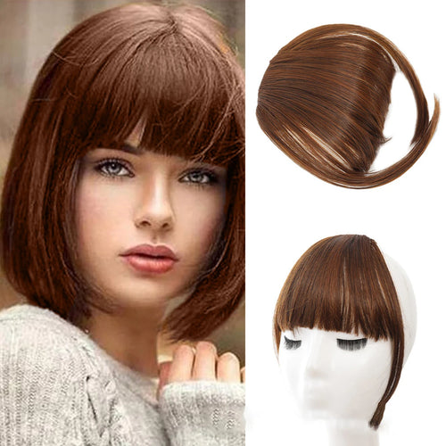 Synthetic Clip-On Bangs Hairpiece – Forehead Fringe with Sideburns, Natural-Look Hair for Women