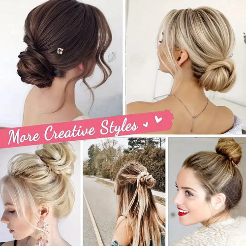 Synthetic Elastic Messy Bun Hairpieces Curly Scrunchie Black Blonde Brown Chignon Band Updo Donut for Women Fake Hair