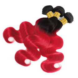Hot Red Curly Hair Bundles – Ombre 1B/Red Brazilian-Style Synthetic Extensions for Women