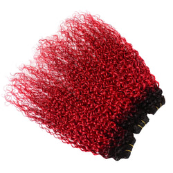 Hot Red Curly Hair Bundles – Ombre 1B/Red Brazilian-Style Synthetic Extensions for Women