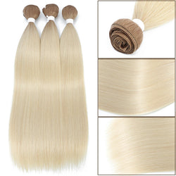 Straight Hair Bundles – Brown & Blonde Heat-Resistant Synthetic Extensions for Women
