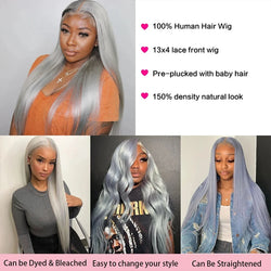 Silver Grey Body Wave Wig 13x4 HD Lace Front Human Hair