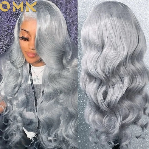 Silver Grey Color Body Wave Lace Front Wig 13x4 Hd Transparent Lace Front Human Hair Wigs Brazilian Hair Colored Wigs For Women