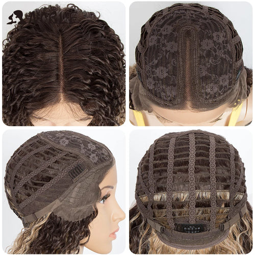 Noble Synthetic Lace Front Wig 38 Inch Long Curly Wig For Women Cosplay Feminino Lace Front Ombre Blonde Wig Heat Resistant Wigs