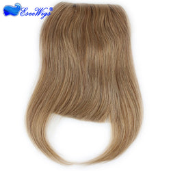 27P613 Blonde Mixed Brown Color Brazilian Human Hair Clip-in Hair Bangs Full Fringe Short Straight Hair Extension for women 6-8"