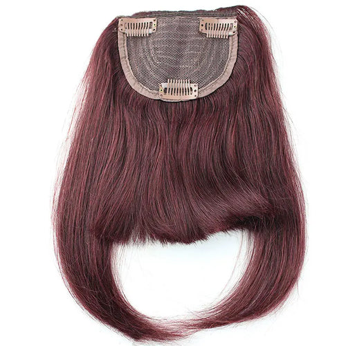 27P613 Blonde Mixed Brown Color Brazilian Human Hair Clip-in Hair Bangs Full Fringe Short Straight Hair Extension for women 6-8"
