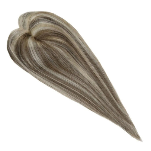 Ugeat Hair Topper For Women Natural Human Blonde Hair Extensions Mono Base 3x5inch Women Toupee Invisible Free Part Hair Toppers