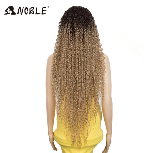 Noble Synthetic Lace Front Wig 38 Inch Long Curly Wig For Women Cosplay Feminino Lace Front Ombre Blonde Wig Heat Resistant Wigs