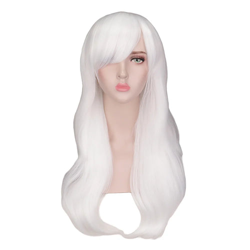 Women Long Wavy Cosplay Wig Red Rose Pink Black Blue Sliver Gray Brown Temperature Synthetic Hair Wigs