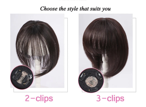 MEIFAN Synthetic Middle Part Topper Hairpiece with Bangs Clip-In Bangs Extension Natural Invisible Clourse Hairpiece for Women