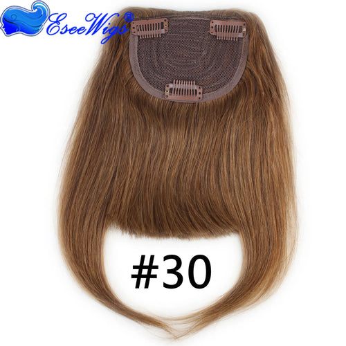 27P613 Blonde Mixed Brown Color Brazilian Human Hair Clip-in Hair Bangs Full Fringe Short Straight Hair Extension for women 6-8"