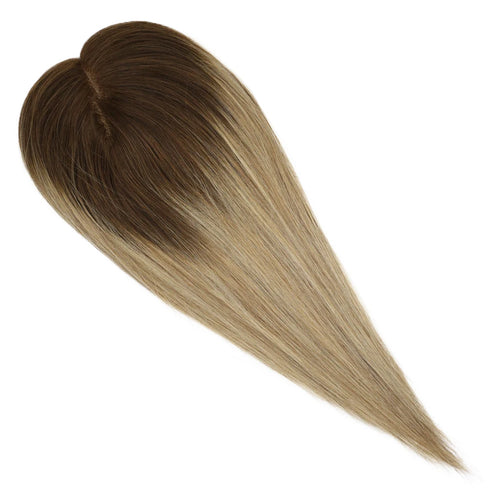 Ugeat Hair Topper For Women Natural Human Blonde Hair Extensions Mono Base 3x5inch Women Toupee Invisible Free Part Hair Toppers