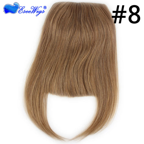 27P613 Blonde Mixed Brown Color Brazilian Human Hair Clip-in Hair Bangs Full Fringe Short Straight Hair Extension for women 6-8"