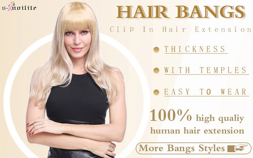 S-noilite 2.4"x3.15" Fringe Air Bang 100% Human Hair Topper Natural Hairline for Women Clip In Hairpieces 10g Light Bangs 10"