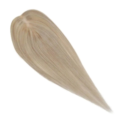 Ugeat Hair Topper For Women Natural Human Blonde Hair Extensions Mono Base 3x5inch Women Toupee Invisible Free Part Hair Toppers