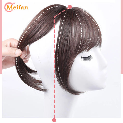 MEIFAN Synthetic Middle Part Topper Hairpiece with Bangs Clip-In Bangs Extension Natural Invisible Clourse Hairpiece for Women