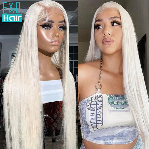 White Human Hair Wigs For Women Platinum Blonde Lace Front Wig Human Hair Straight Brazilian Remy Hair Transparent Lace Wigs
