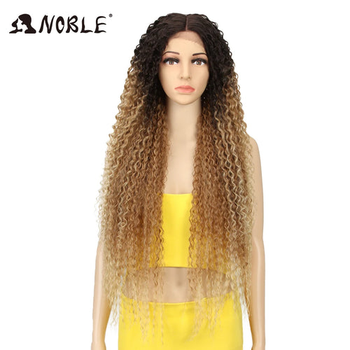 Noble Synthetic Lace Front Wig 38 Inch Long Curly Wig For Women Cosplay Feminino Lace Front Ombre Blonde Wig Heat Resistant Wigs
