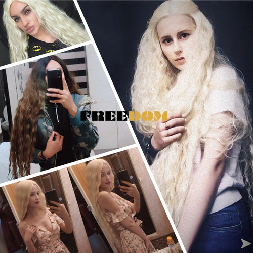 Synthetic Lace Front Wigs For Black Women 40 Inch Long Curly Lace Wigs Ombre Blonde Highlight White Cosplay Wig
