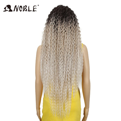 Noble Synthetic Lace Front Wig 38 Inch Long Curly Wig For Women Cosplay Feminino Lace Front Ombre Blonde Wig Heat Resistant Wigs