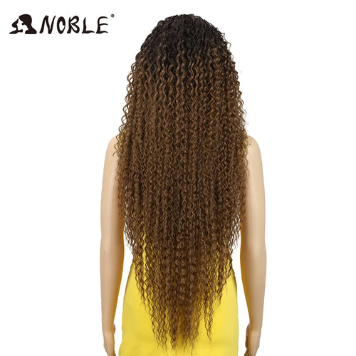 Noble Synthetic Lace Front Wig 38 Inch Long Curly Wig For Women Cosplay Feminino Lace Front Ombre Blonde Wig Heat Resistant Wigs