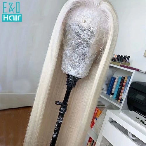 White Human Hair Wigs For Women Platinum Blonde Lace Front Wig Human Hair Straight Brazilian Remy Hair Transparent Lace Wigs