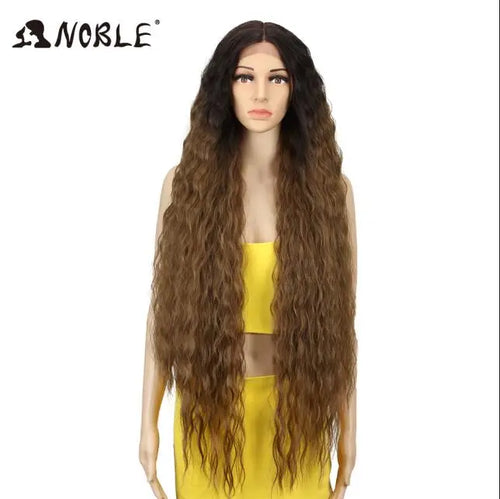 Noble Cosplay Synthetic Lace Wigs For Black Women Long Curly Hair 42 Inch Cosplay Blonde Ombre Lace Front Wig Synthetic Lace Wig