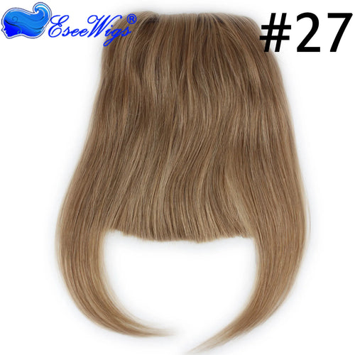 27P613 Blonde Mixed Brown Color Brazilian Human Hair Clip-in Hair Bangs Full Fringe Short Straight Hair Extension for women 6-8"