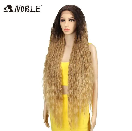 Noble Cosplay Synthetic Lace Wigs For Black Women Long Curly Hair 42 Inch Cosplay Blonde Ombre Lace Front Wig Synthetic Lace Wig